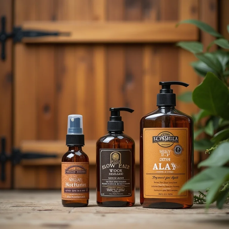 Produtos para manutenção de portão de madeira maciça.