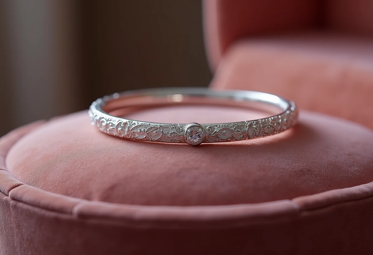 Onde Comprar Pulseiras de Prata Esterlina Online Com Garantia? Pulseira de prata esterlina em close-up, destacando a qualidade e o design, ideal para compra online com garantia.