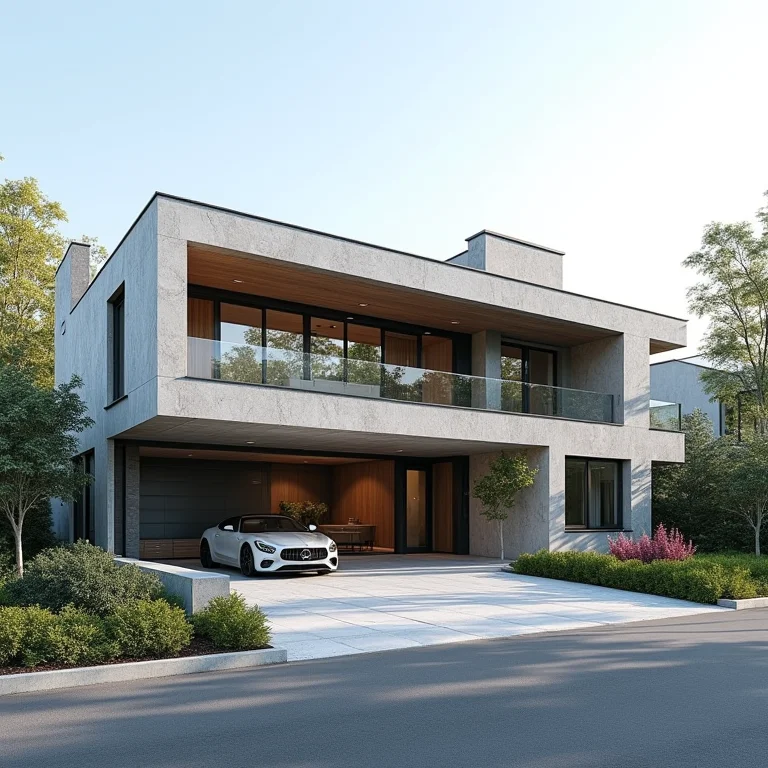 Revestimento externo de granito em casa moderna