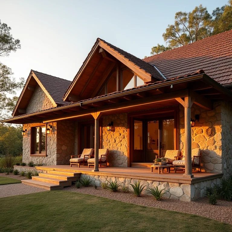 Revestimento externo de Pedra Mineira em casa de campo