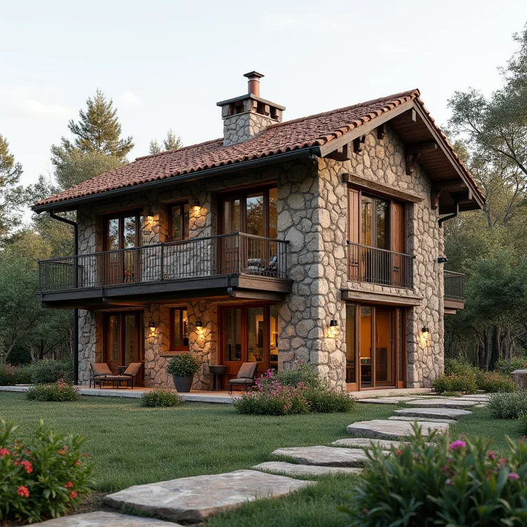 Revestimento externo de Pedra São Tomé em casa rústica