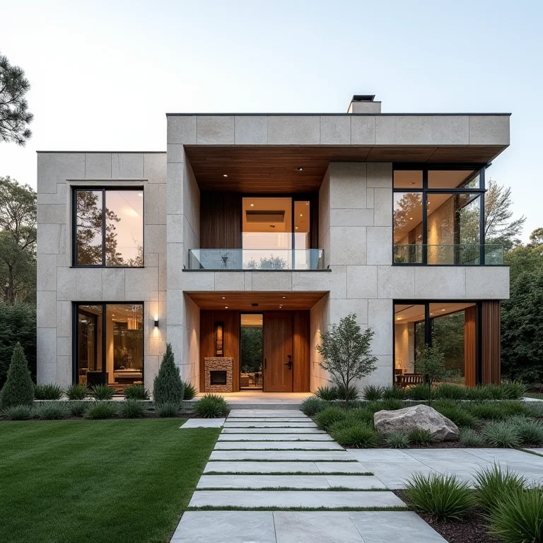 Revestimento externo de quartzito em casa contemporânea