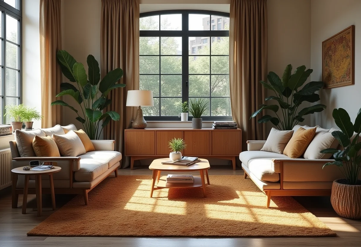 Decoração de sala: o tapete marrom que transforma o ambiente Sala de estar moderna com tapete marrom e decoração aconchegante