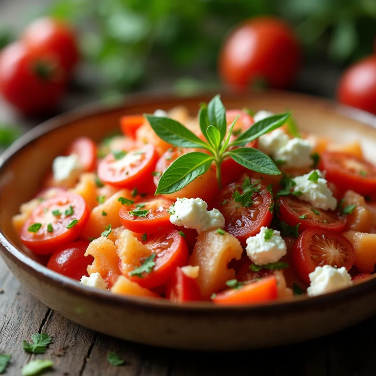 Salada de morango, rúcula e queijo feta.