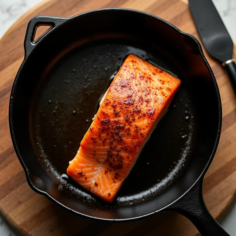 Salmão na frigideira com pele crocante