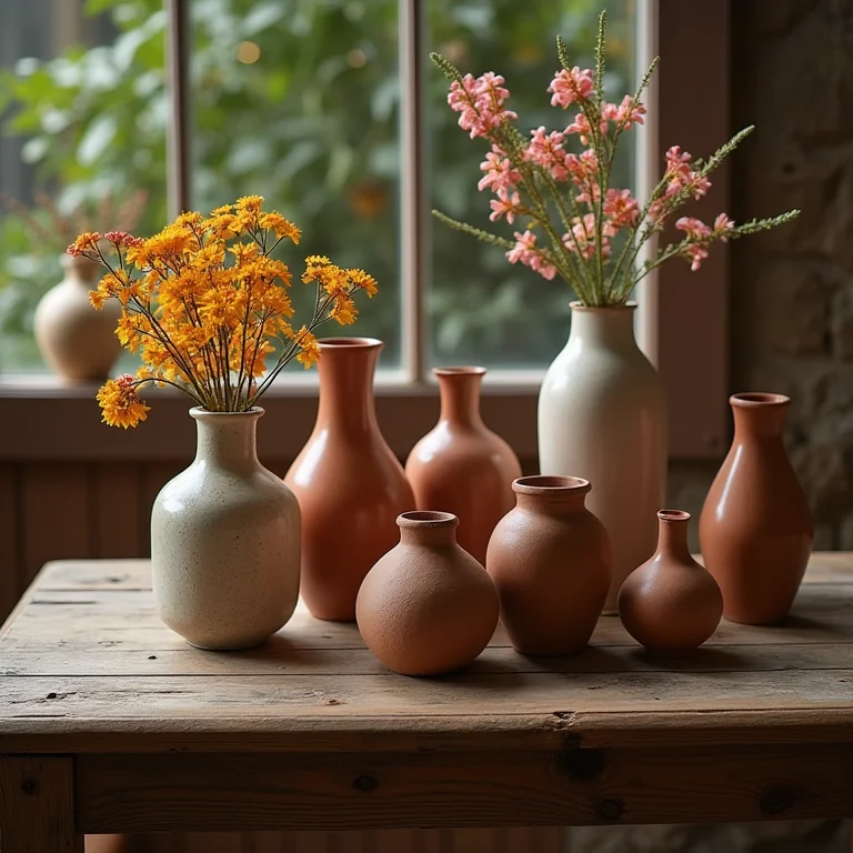 Seleção de vasos ideais para o plantio de frésias, em diferentes materiais e tamanhos