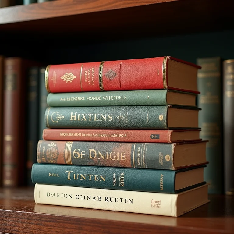 Seleção diversa de livros empilhados em uma prateleira