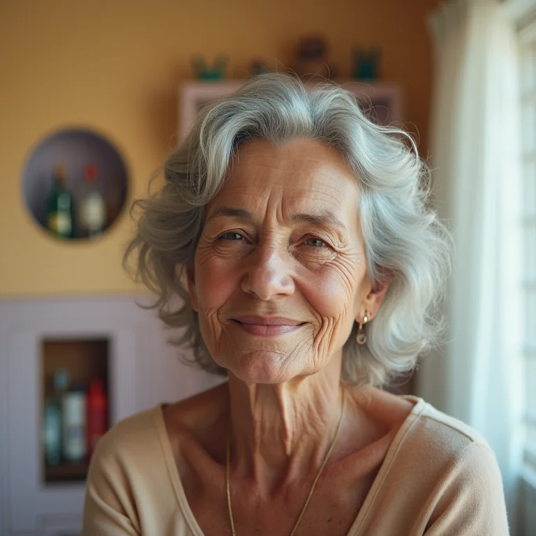 Senhora instalando nichos decorativos de garrafa PET no quarto infantil.