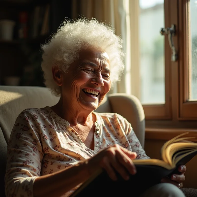 Senhora negra brasileira relembrando memórias visuais