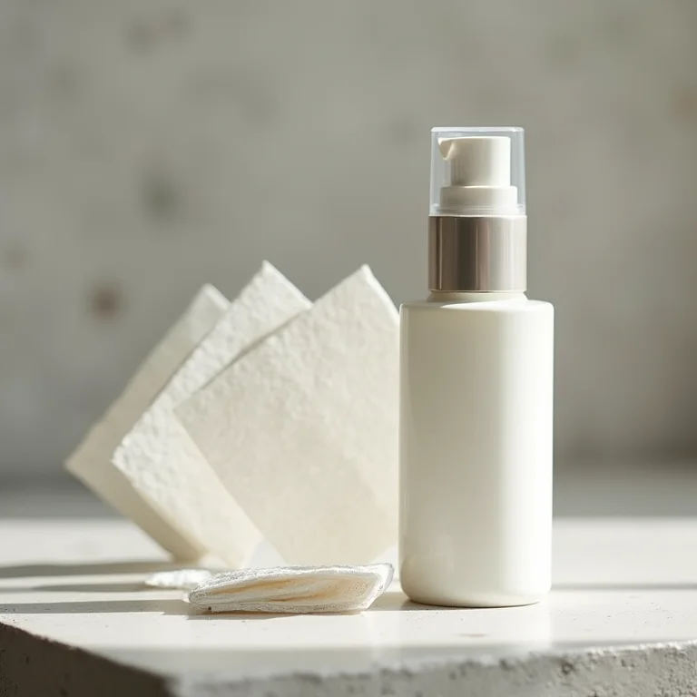 Sérum capilar leve para cabelos oleosos em fundo de concreto.