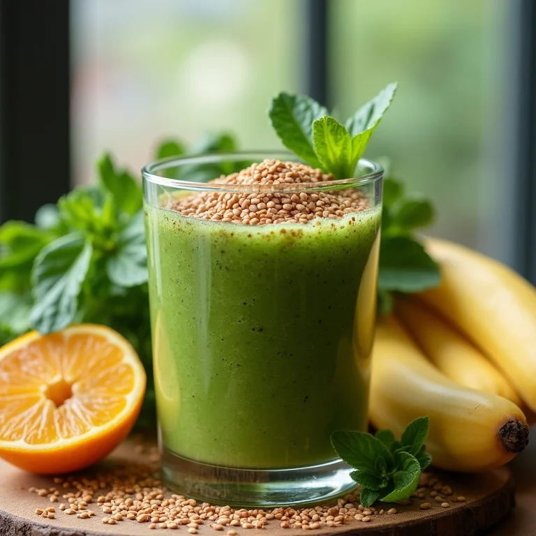 Smoothie verde com linhaça para controlar o açúcar no sangue