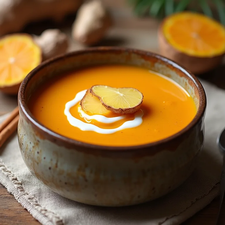 Sopa cremosa de batata doce com gengibre