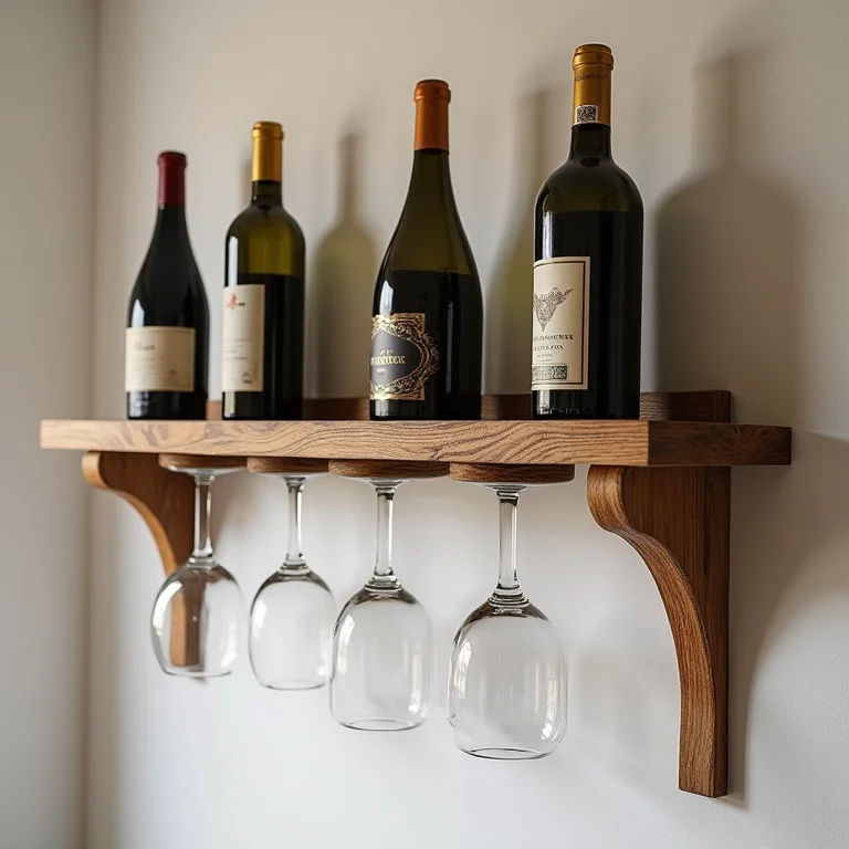 Suporte de vinho de parede com mão francesa decorativa