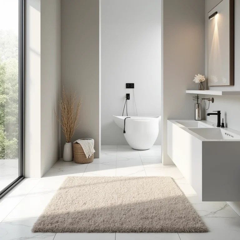 Tapete de tamanho e formato ideais em um banheiro bem decorado.