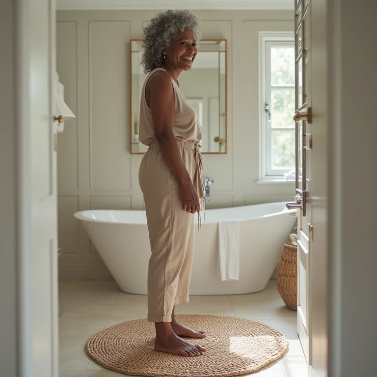 Tapete redondo de crochê no banheiro: charme e praticidade