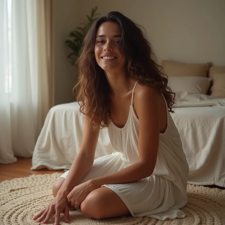 Tapete redondo de crochê no quarto: conforto e estilo