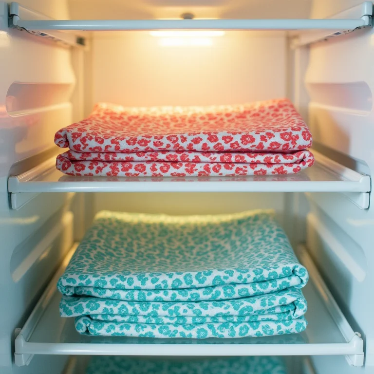 Tapetes coloridos e estampados para proteger prateleiras da geladeira