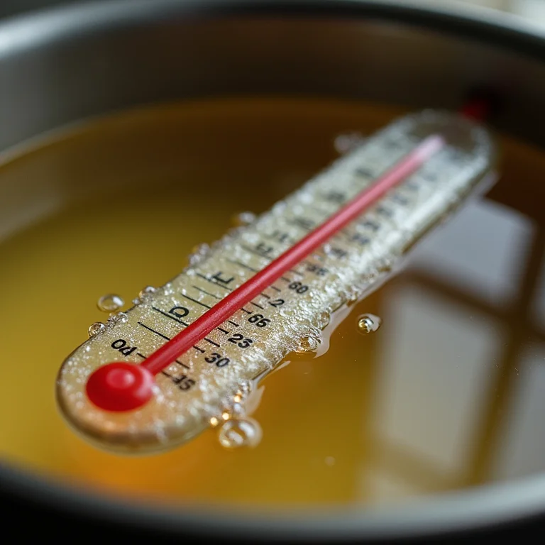 Termômetro medindo a temperatura do óleo