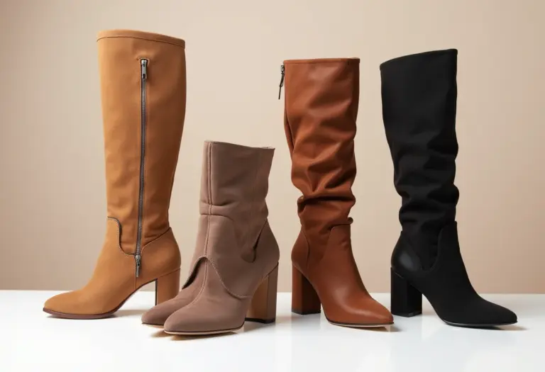 Variedade de modelos de bota de camurça: ankle boot, cano alto e over-the-knee.