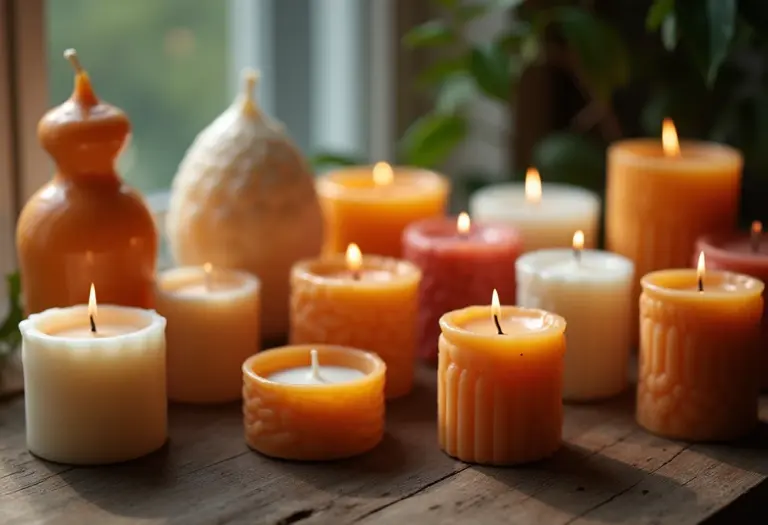 Velas artesanais de diferentes formas e cores