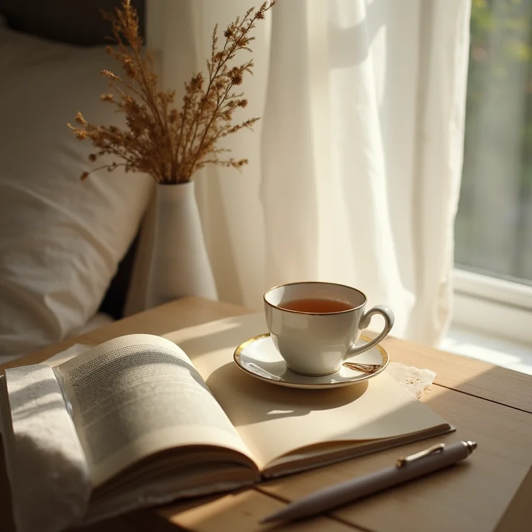 Xícara de chá em um quarto calmo