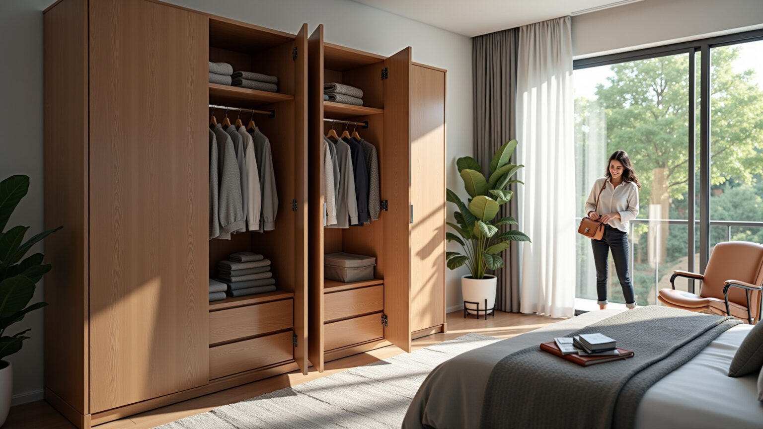 Guarda-Roupa de Aço: O que ninguém te conta antes de comprar Quarto moderno com guarda-roupa de aço estiloso.