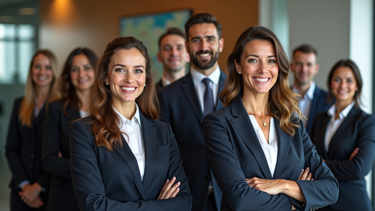 Por que Todo Advogado Precisa de um Plano de Saúde para Advogados de Qualidade em 2026 Advogados brasileiros diversos e confiantes em um escritório moderno, simbolizando bem-estar e sucesso profissional.