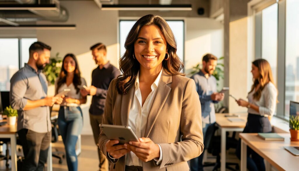 O crescimento das mulheres na tecnologia: desafios, conquistas e oportunidades Mulher confiante na tecnologia em escritório moderno